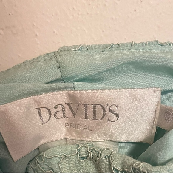 David’s Bridal Long Strapless Lace Dress with Sweetheart Neckline in Mint - Picture 7 of 8